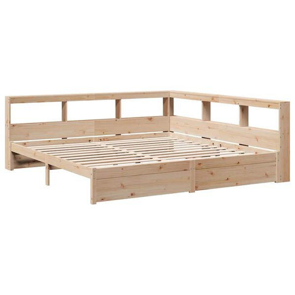 vidaXL Cama com estante sem colch&atilde;o 200x200 cm pinho maci&ccedil;o