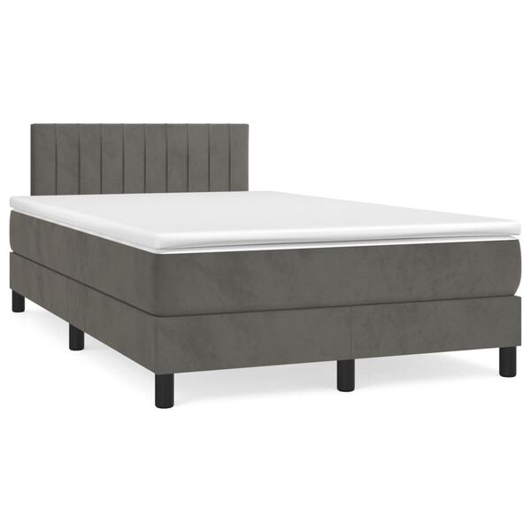 vidaXL Cama boxspring com colch&atilde;o 120x190 cm veludo cinzento-escuro