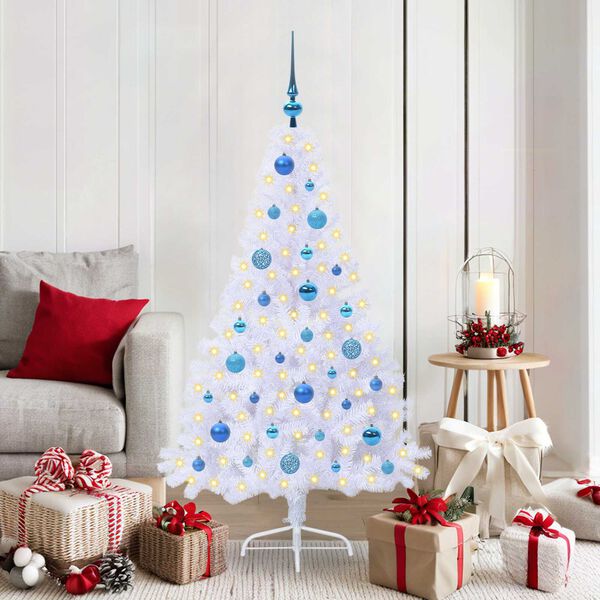 vidaXL &Aacute;rvore de Natal Artificial com 150 LEDs Branco 150 cm PVC e A&ccedil;o