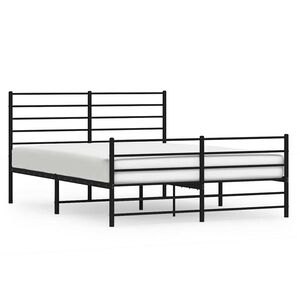 vidaXL Estrutura de cama com cabeceira e p&eacute;s 150x200 cm metal preto