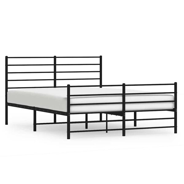vidaXL Estrutura de cama com cabeceira e pés 150x200 cm metal preto