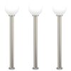 vidaXL Lumin&aacute;rias de balizador, 3 pe&ccedil;as, 120 cm, a&ccedil;o inoxid&aacute;vel, IP44