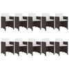vidaXL 11 pcs conjunto jantar exterior com almofadões vime PE castanho