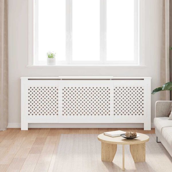 vidaXL Cobertura de radiador MDF 205 cm branco
