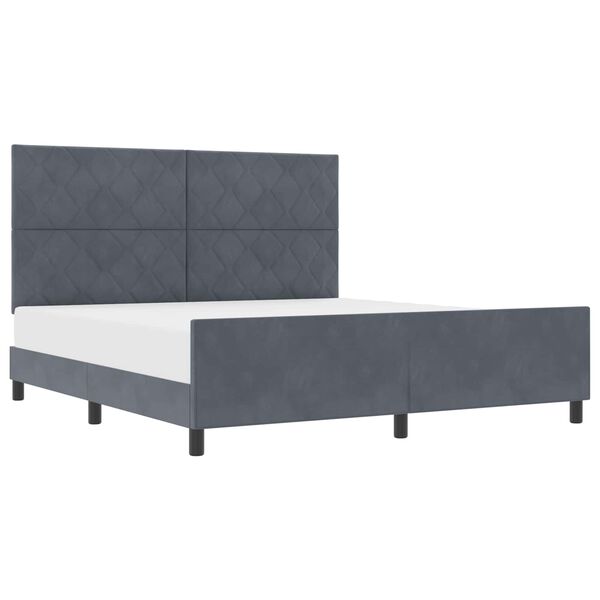 vidaXL Cama Box com cabeceira Cinzento escuro 180 x 200 cm Veludo