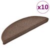 vidaXL Tapetes de escada 10 pe&ccedil;as 56x17x3 cm marrom caf&eacute; meio redondo