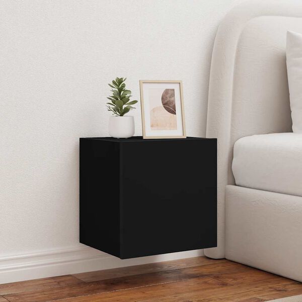 vidaXL M&oacute;vel de parede para TV com luzes LED 40,5x35x40 cm preto