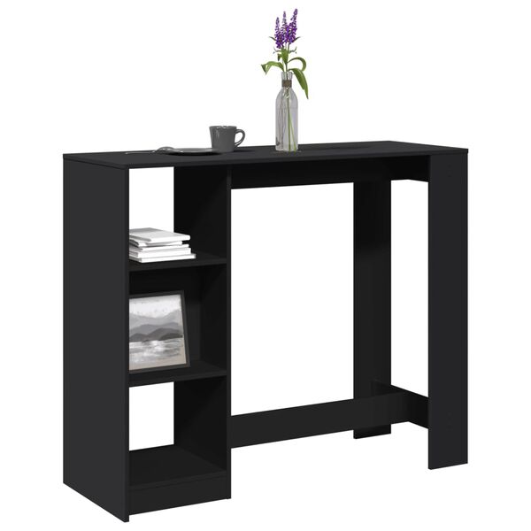 vidaXL Mesa de bar com prateleiras derivados de madeira preto