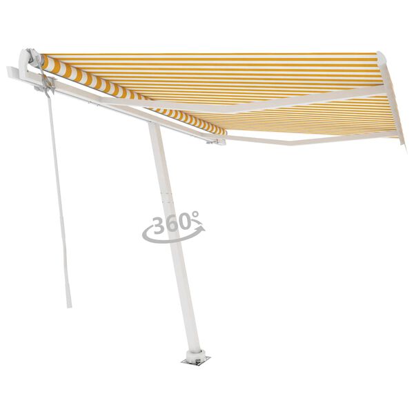 vidaXL Toldo autom&aacute;tico independente 300x250 cm amarelo e branco