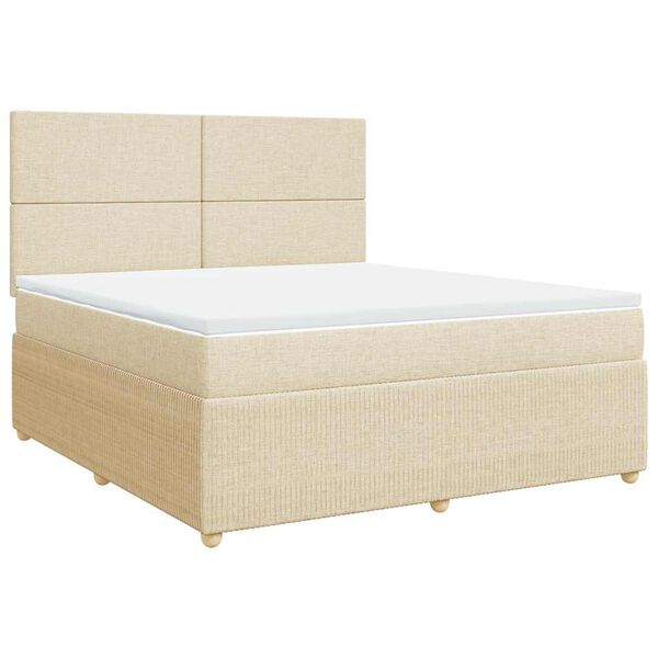 vidaXL Cama com molas/colch&atilde;o 180x200 cm tecido cor creme