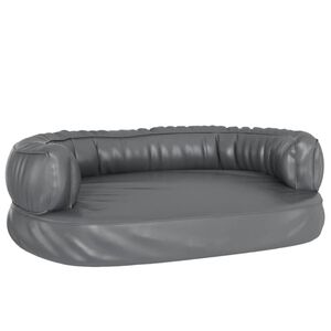 vidaXL Cama p/ c&atilde;es espuma ergon&oacute;mico 60x42 cm couro artificial cinza