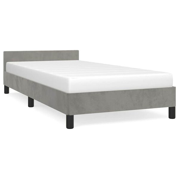 vidaXL Estrutura de cama sem colch&atilde;o 90x200 cm veludo cinzento-claro