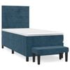 vidaXL Cama com molas/colch&atilde;o 100x200 cm veludo azul-escuro