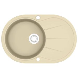 vidaXL Lava-lou&ccedil;a com 1 cuba oval granito bege