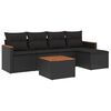 vidaXL 6 pcs conjunto sof&aacute;s de jardim c/ almofad&otilde;es vime PE preto