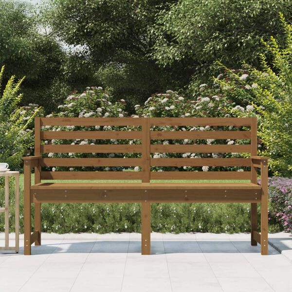 vidaXL Banco de jardim 159,5x48x91,5 cm pinho maci&ccedil;o castanho-mel