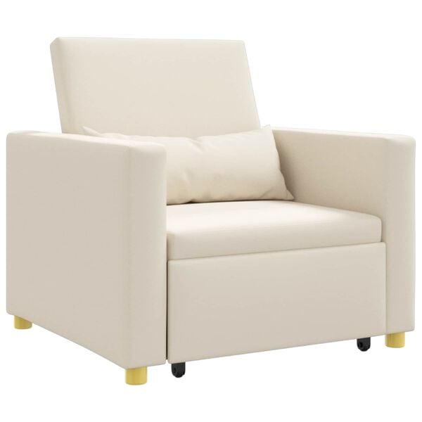 vidaXL Sof&aacute;-camas retr&aacute;til individual Branco creme 90 x 165 x 87 cm