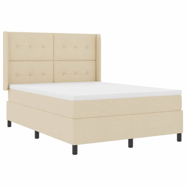 vidaXL Cama Box com colch&atilde;o com cabeceira Creme 200 x 140 cm tecido