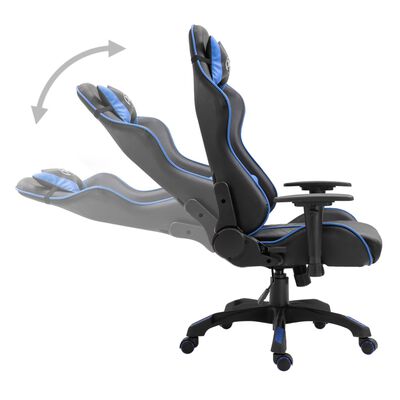 vidaXL Cadeira de gaming couro artificial azul