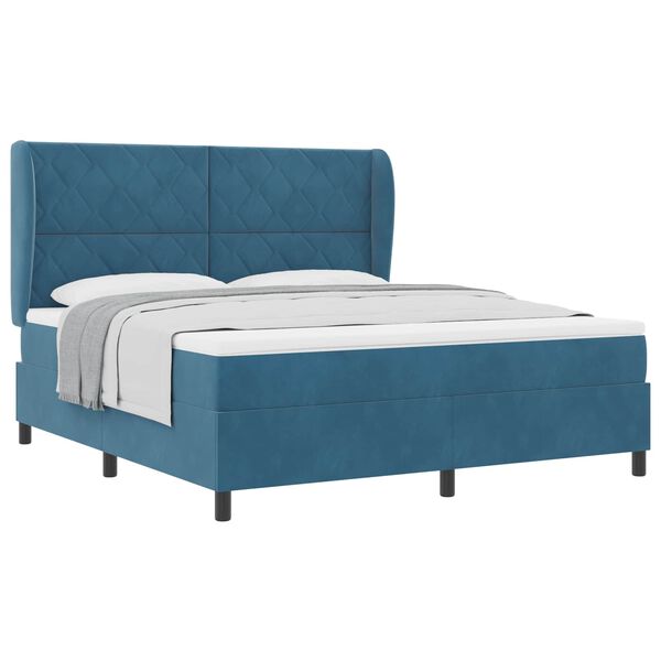 vidaXL Cama Box com colch&atilde;o Azul Escuro 200 x 180 cm Poli&eacute;ster