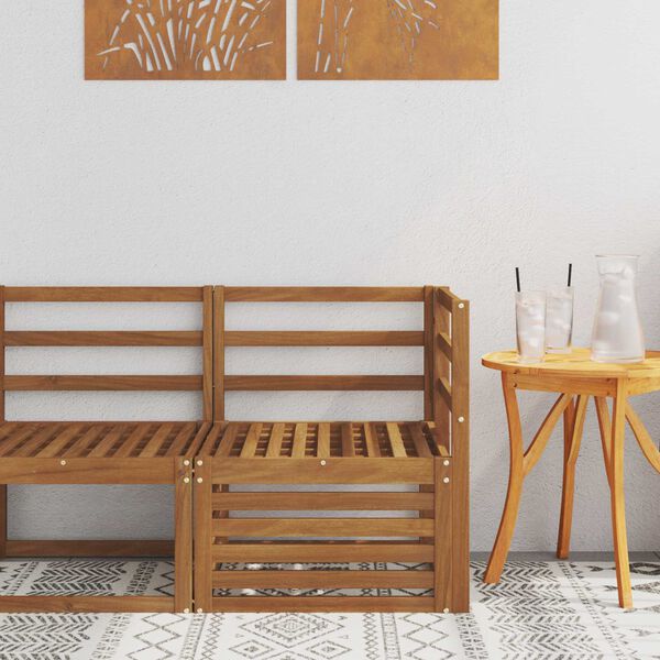 vidaXL Sof&aacute; de Canto Outdoor Madeira S&oacute;lida de Ac&aacute;cia Natural