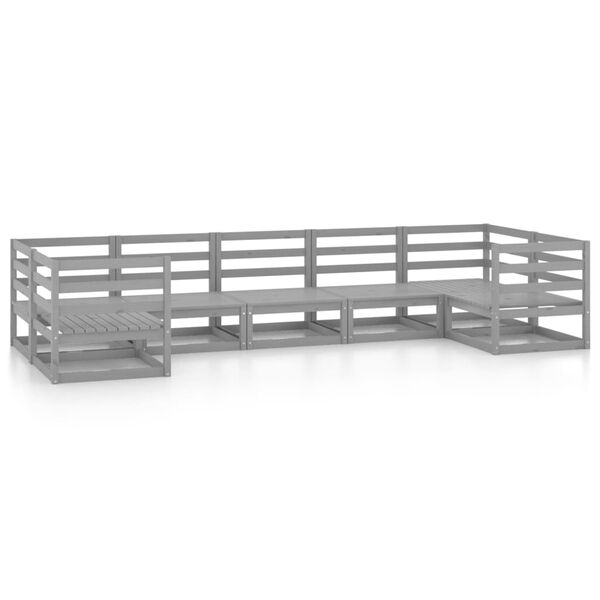 vidaXL 7 pcs conjunto lounge de jardim pinho maciço