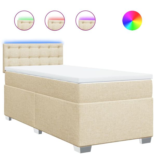 vidaXL Cama com molas/colch&atilde;o 90x190 cm tecido cor creme