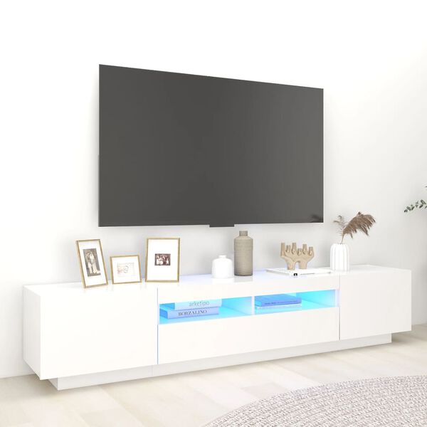 vidaXL Móvel de TV com luzes LED 200x35x40 cm branco