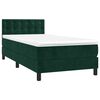 vidaXL Cama box spring c/ colch&atilde;o/LED 90x200 cm veludo verde-escuro