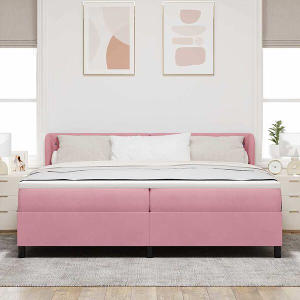 vidaXL Cama Box com colch&atilde;o com cabeceira Rosa 200 x 200 cm Veludo