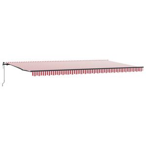 vidaXL Toldo retr&aacute;til Vermelho e Branco 600 &times; 300 cm Tecido e Alum&iacute;nio