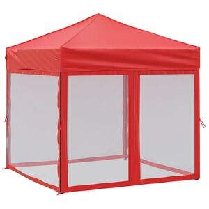 vidaXL Tenda para festas dobr&aacute;vel com paredes laterais 2x2 m vermelho