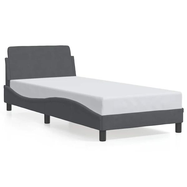 vidaXL Estrutura de cama Dover 90x200 cm veludo cinzento-escuro