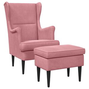vidaXL Poltrona com Puff 2 unid. Rosa Veludo
