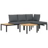 vidaXL 4 pcs conjunto de sof&aacute;s p/ jardim c/ almofad&otilde;es alum&iacute;nio preto