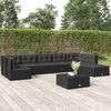 vidaXL 8 pcs conjunto lounge de jardim c/ almofadões vime PE preto