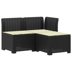 vidaXL Sof&aacute; de Jardim 3 Lugares com Almofadas visual Rattan PP