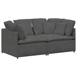 vidaXL Sof&aacute; modular com almofadas tecido corduroy cinzento-escuro