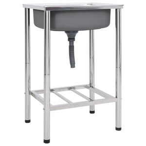 vidaXL Lava-lou&ccedil;a de campismo individual a&ccedil;o inoxid&aacute;vel