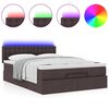 vidaXL Cama otomana com colch&atilde;o & LEDs 140x190 cm castanho escuro