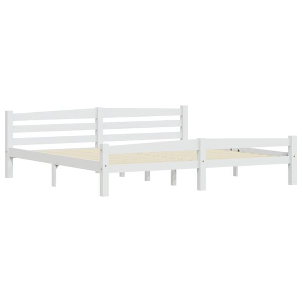 vidaXL Estrutura de cama com 4 gavetas 200x200 cm pinho maci&ccedil;o branco
