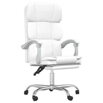 vidaXL Cadeira de escritório reclinável couro artificial branco