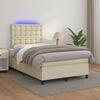 vidaXL Cama box spring c/ colch&atilde;o/LED 120x200cm couro artificial creme