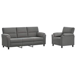 vidaXL Conjunto de Sof&aacute;s 2 pcs Cinzento-Escuro Veludo