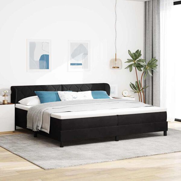 vidaXL Cama Box com colch&atilde;o com cabeceira Preto 200 x 200 cm Veludo