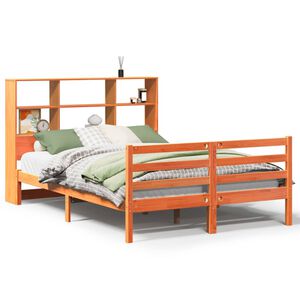 vidaXL Cama com estante sem colch&atilde;o 120x190 cm madeira maci&ccedil;a