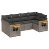vidaXL 6 pcs conjunto sof&aacute;s de jardim com almofad&otilde;es vime cinzento