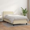 vidaXL Cama com molas/colch&atilde;o 90x190 cm couro artificial cor creme