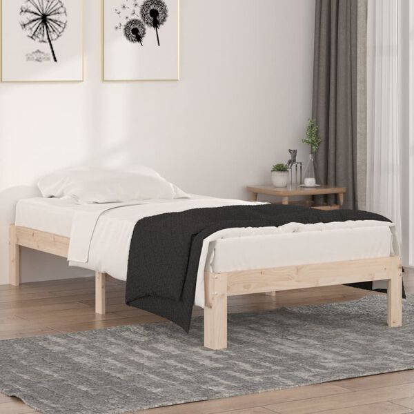 vidaXL Estrutura de cama solteiro 90x190 cm madeira maci&ccedil;a