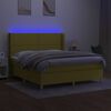 vidaXL Cama box spring c/ colch&atilde;o e LED 180x200 cm tecido verde